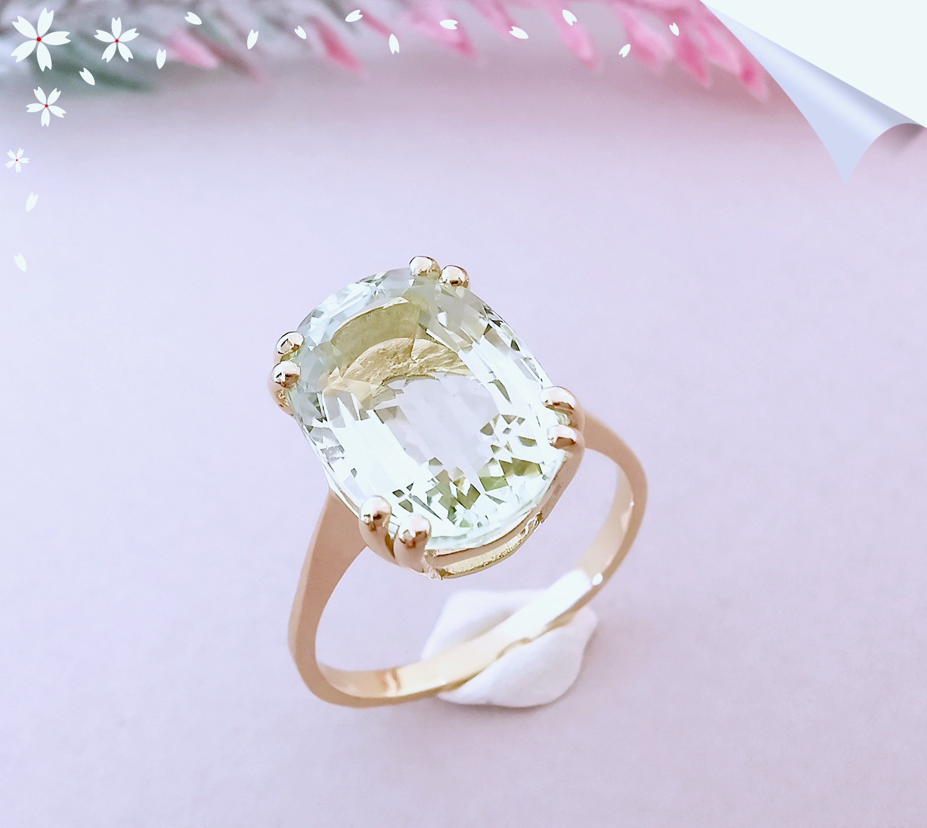 Bague NEUVE B ryl vert en Solitaire Or Jaune 18 K 750