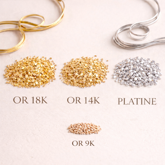 Or 18K, or 14K, or 9K, platine… quelles différences en joaillerie ?