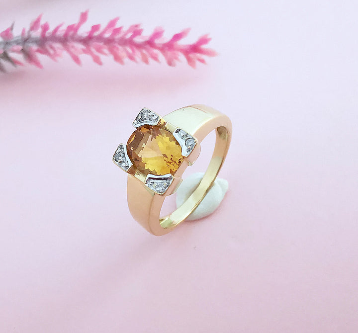 Bague Citrine et Diamants Or 18 K (750°/°°) 18 carats