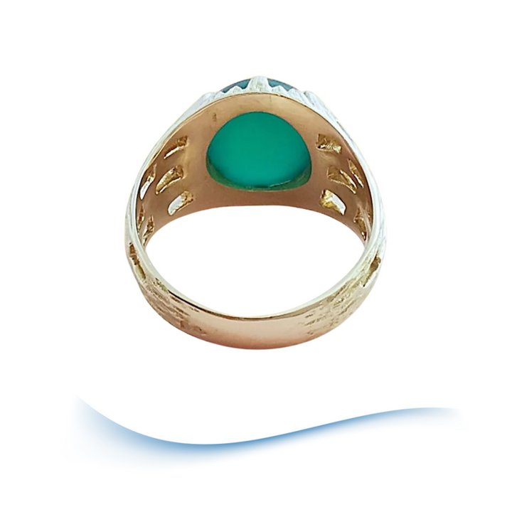 Bague agate verte en cabochon - Or Jaune 18 K (750°/°°) 18 carats