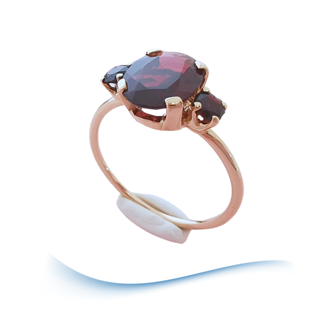 Bague grenats Or rose 18 K (750°/°°) 18 carats