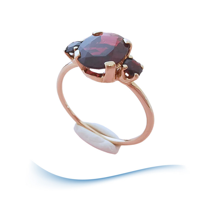 Bague grenats Or rose 18 K (750°/°°) 18 carats