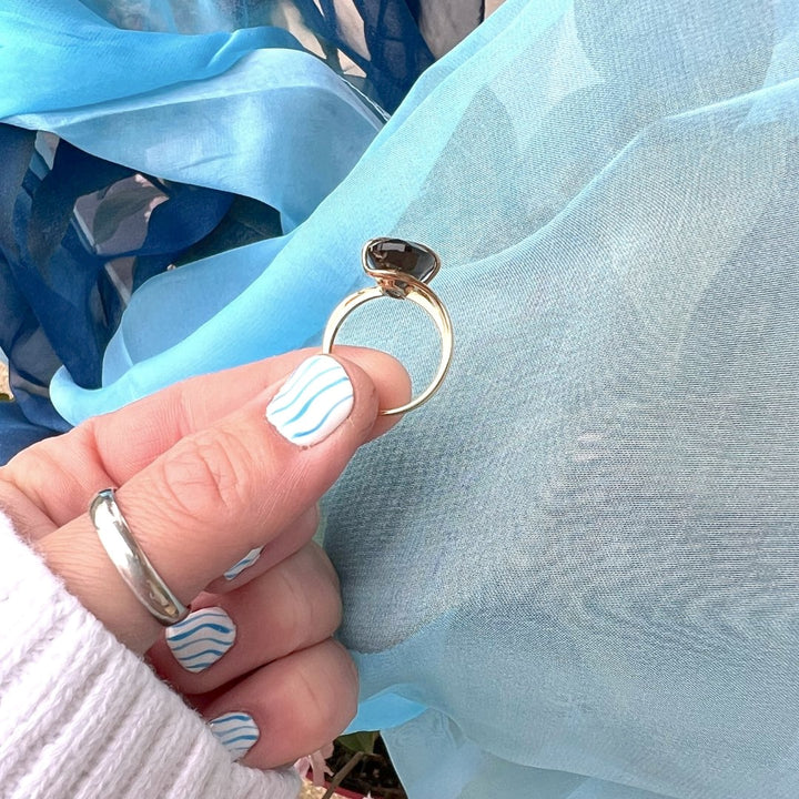 angle du dessous bague quartz fume joaillerie de luxe occasion