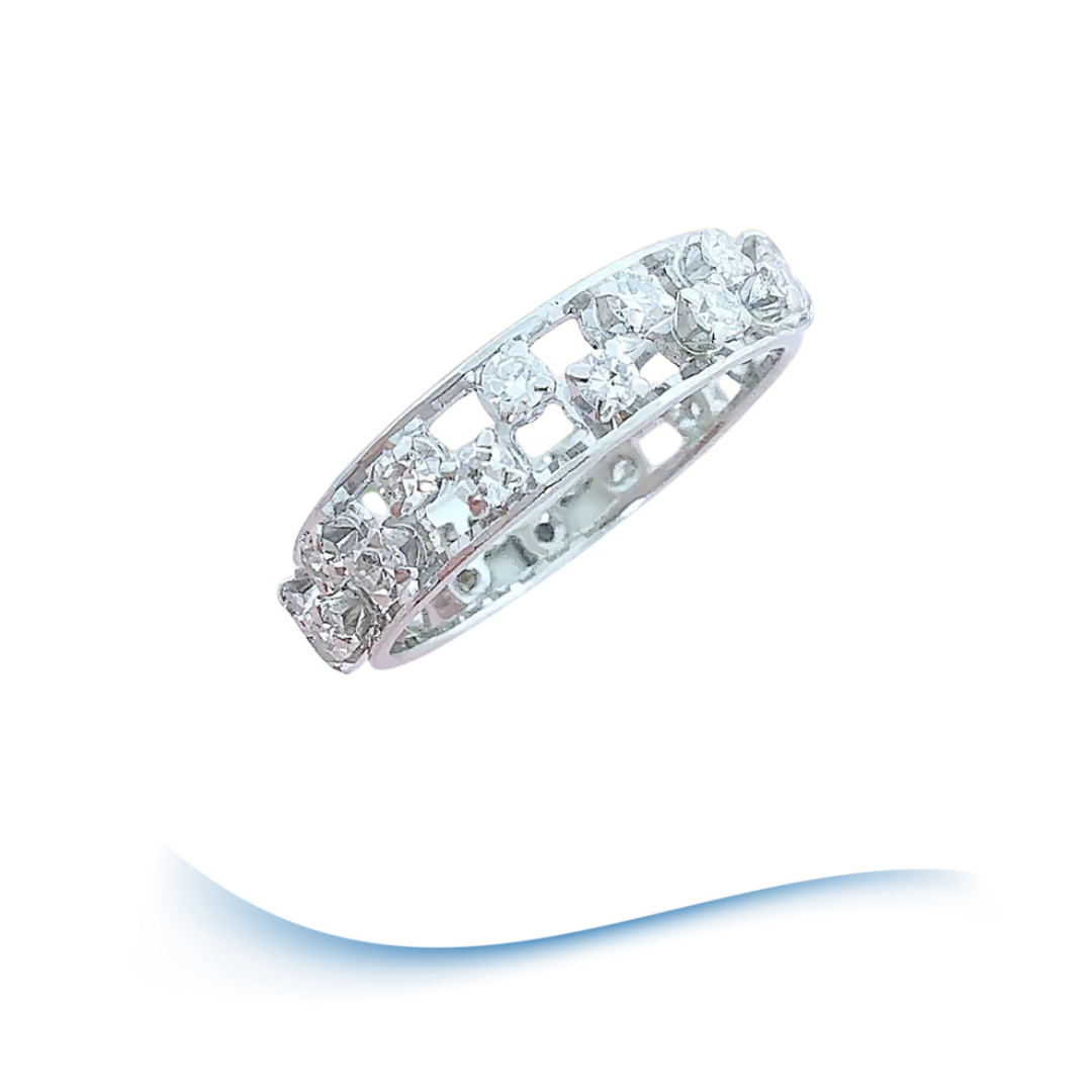 Bague Alliance Diamants 0,70 carat - Or Blanc 18 K (750°/°°) 18 carats