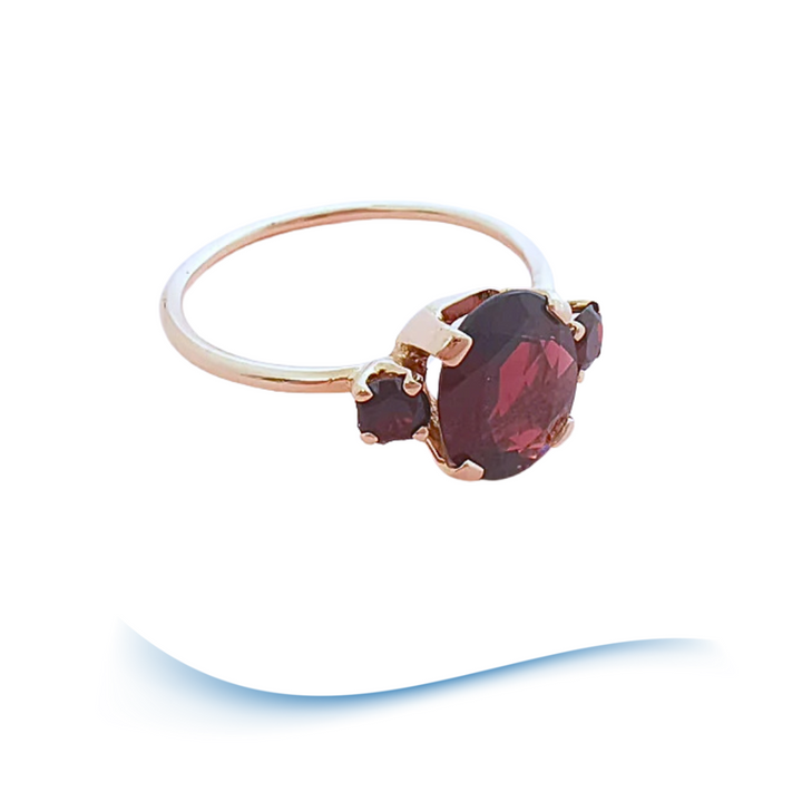 Bague grenats Or rose 18 K (750°/°°) 18 carats