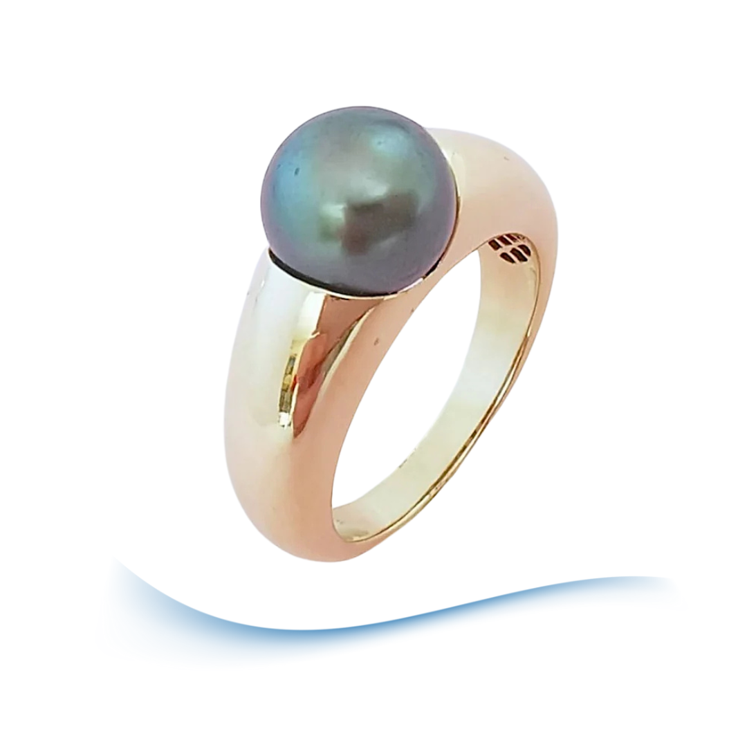 photo Bague Perle de Tahiti - Or Jaune 18 K