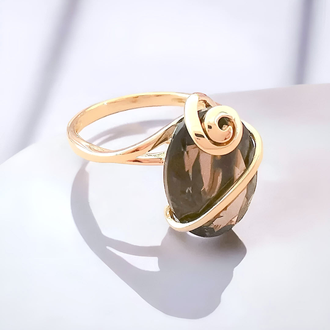 vue de face bague quartz fumé 