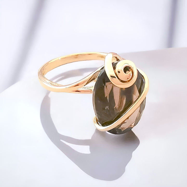 vue de face bague quartz fumé 