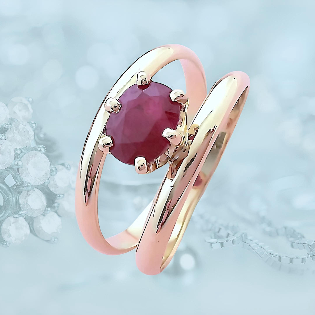 photo Bague Rubis en solitaire Or Jaune 18K 