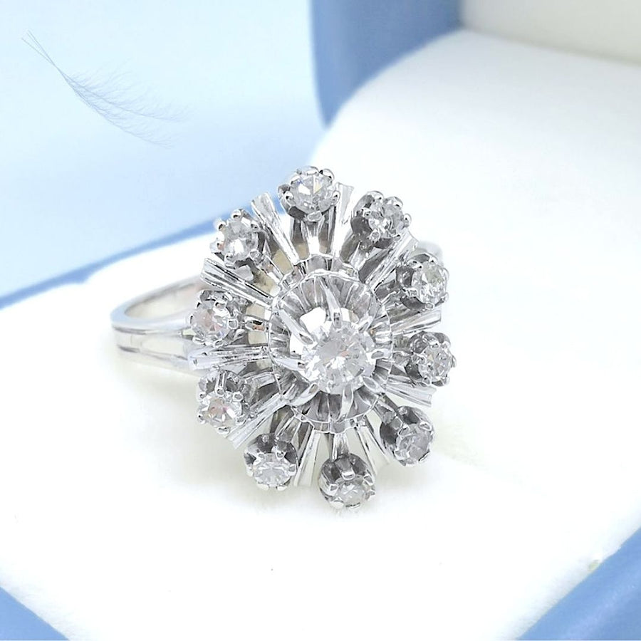 photo Bague Vintage Diamants Or gris 18 K (750/1000) 18 carats