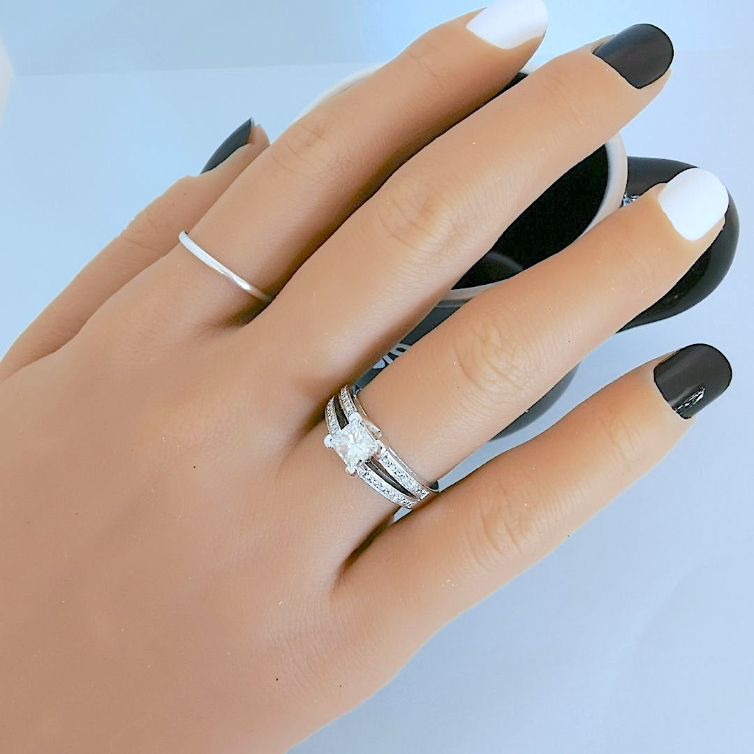 Bague de fiançailles Diamants 1,16 carat Or gris 18K (750°/°°) 18 carats