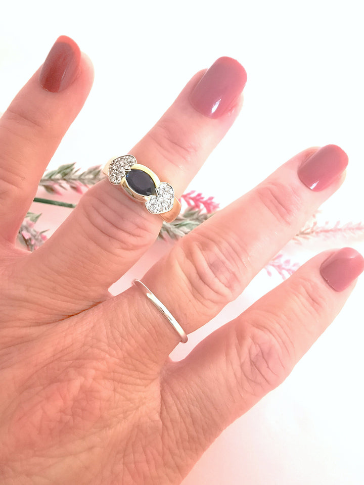 Bague de seconde main Saphir Diamants Or 18K 