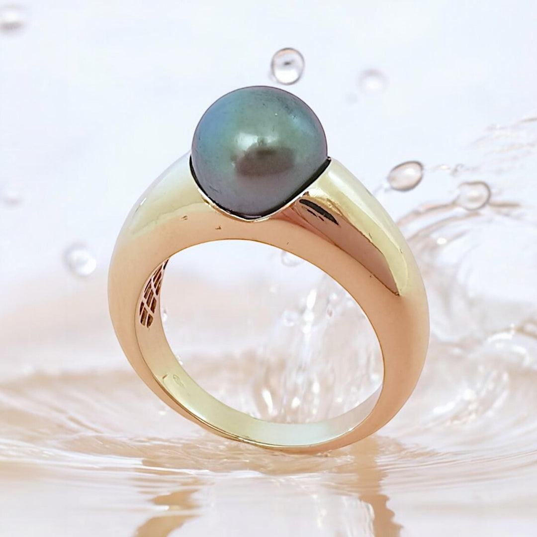 photo Bague femme Perle de Tahiti - Or Jaune 18 K