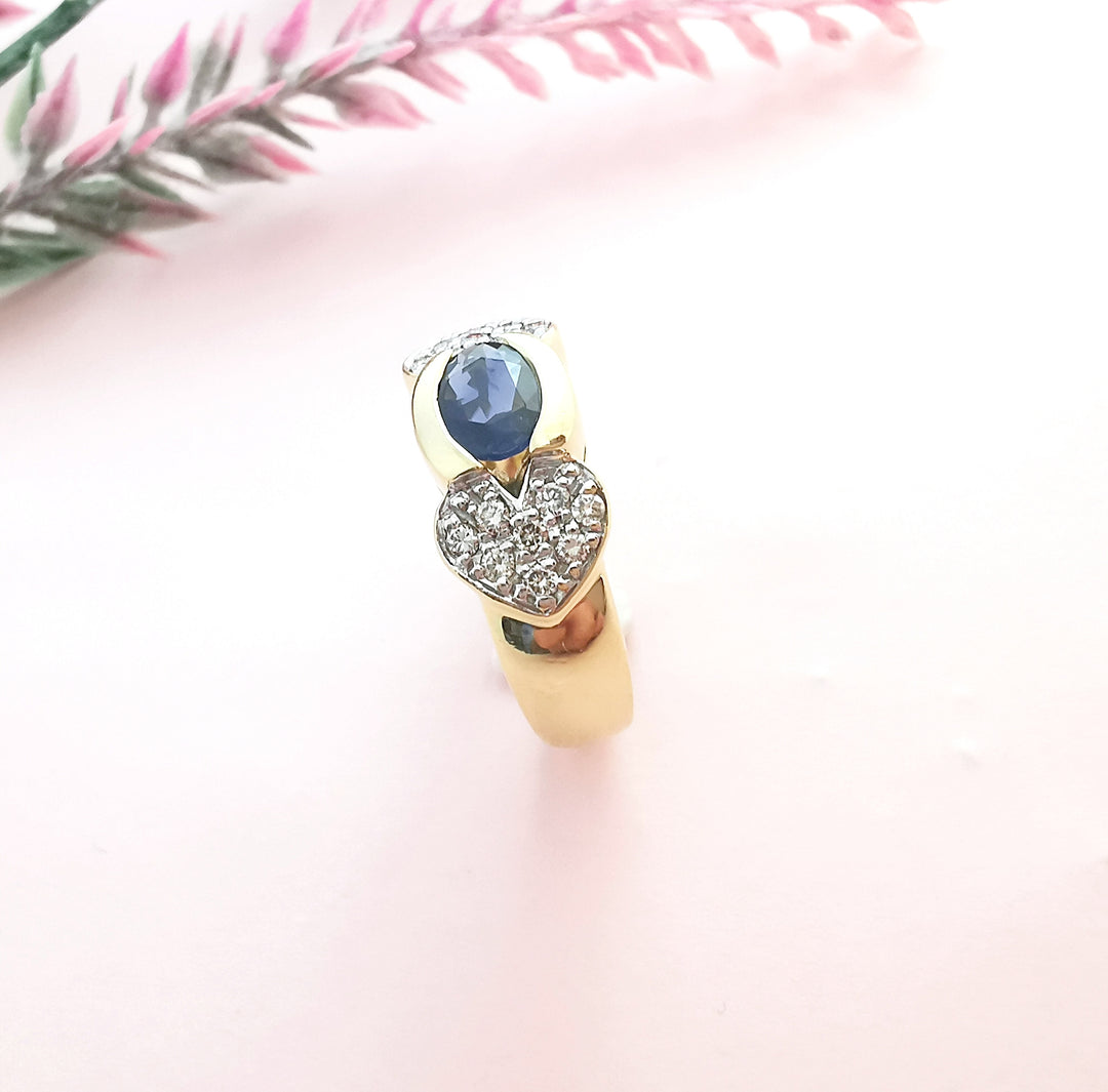 Bague femme Saphir Diamants Or 18K 