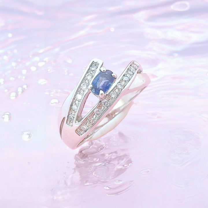 photo détaillée Bague occasion Saphir et Diamants Or Blanc 18 carats