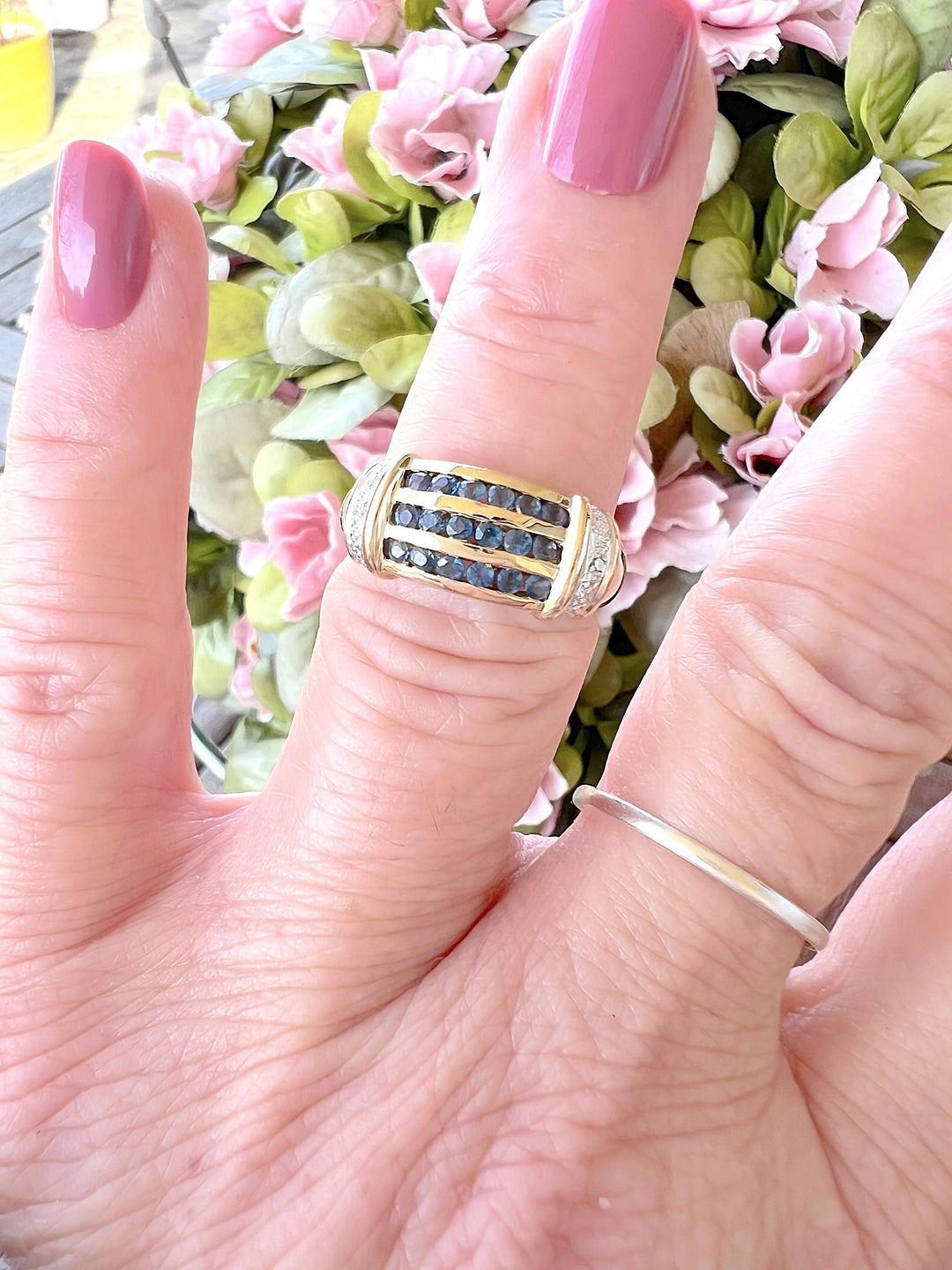 Bague Or 18 Carats Ruban Saphir Bleu & Diamants - Taille 57, Cadeau St Valentin
