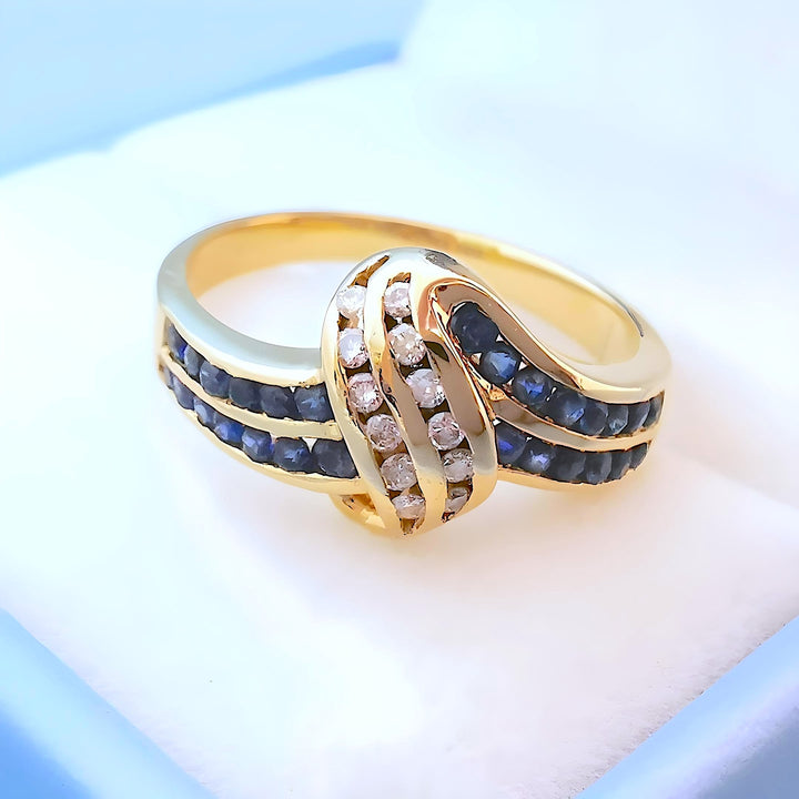 Bague Saphirs et Diamants Or jaune 18 K (750°/°°) 18 carats