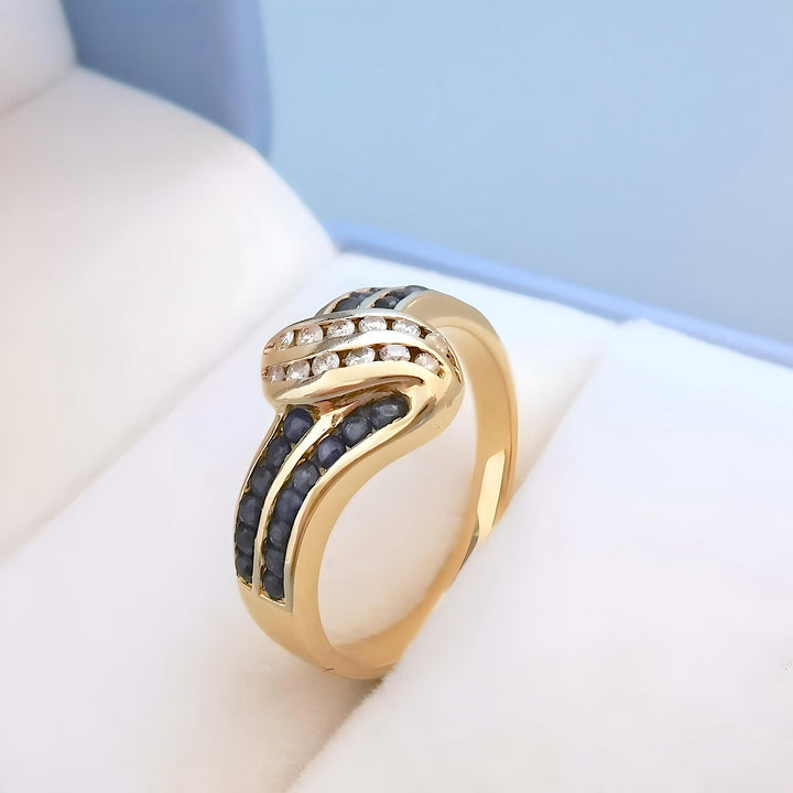 Bague Saphirs et Diamants Or jaune 18 K (750°/°°) 18 carats