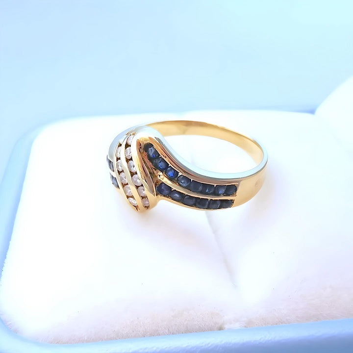 Bague Saphirs et Diamants Or jaune 18 K (750°/°°) 18 carats