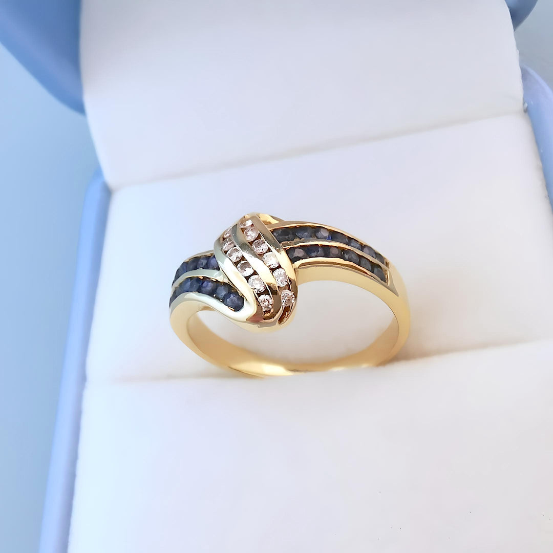 Bague Saphirs et Diamants Or jaune 18 K (750°/°°) 18 carats