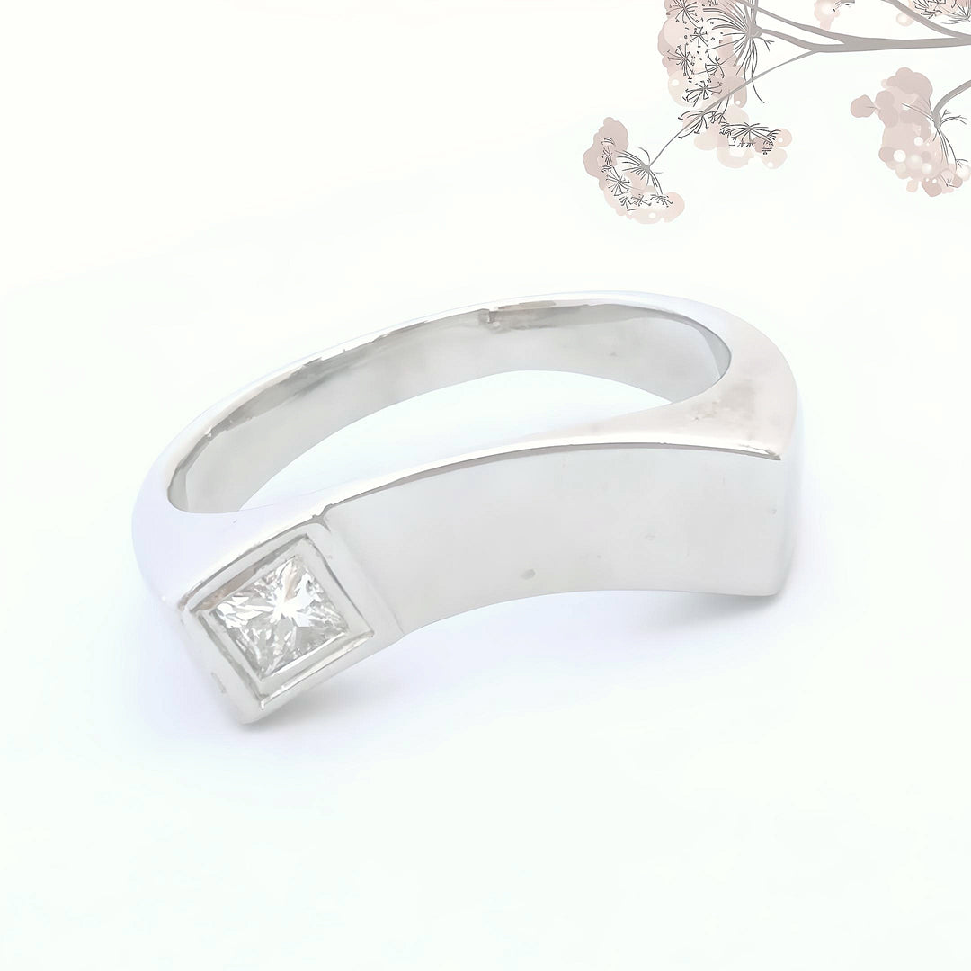Bague diamant de 0,15 carat taille princesse - Or gris 18 K (750°/°°) 18 carats