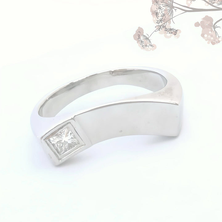 Bague diamant de 0,15 carat taille princesse - Or gris 18 K (750°/°°) 18 carats