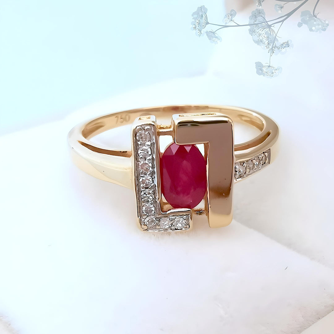 Bague Rubis et Diamants Or 18 K (750°/°°) 18 carats