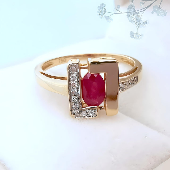 Bague Rubis et Diamants Or 18 K (750°/°°) 18 carats