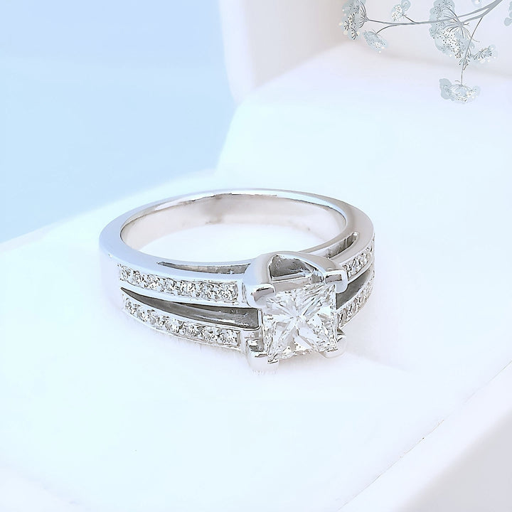 Bague de fiançailles Diamants 1,16 carat Or gris 18 K (750°/°°) 18 carats