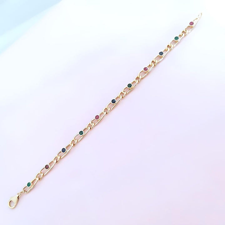 Bracelet Emeraudes - Rubis - Saphirs Or 18 K (750°/°°) 18 carats