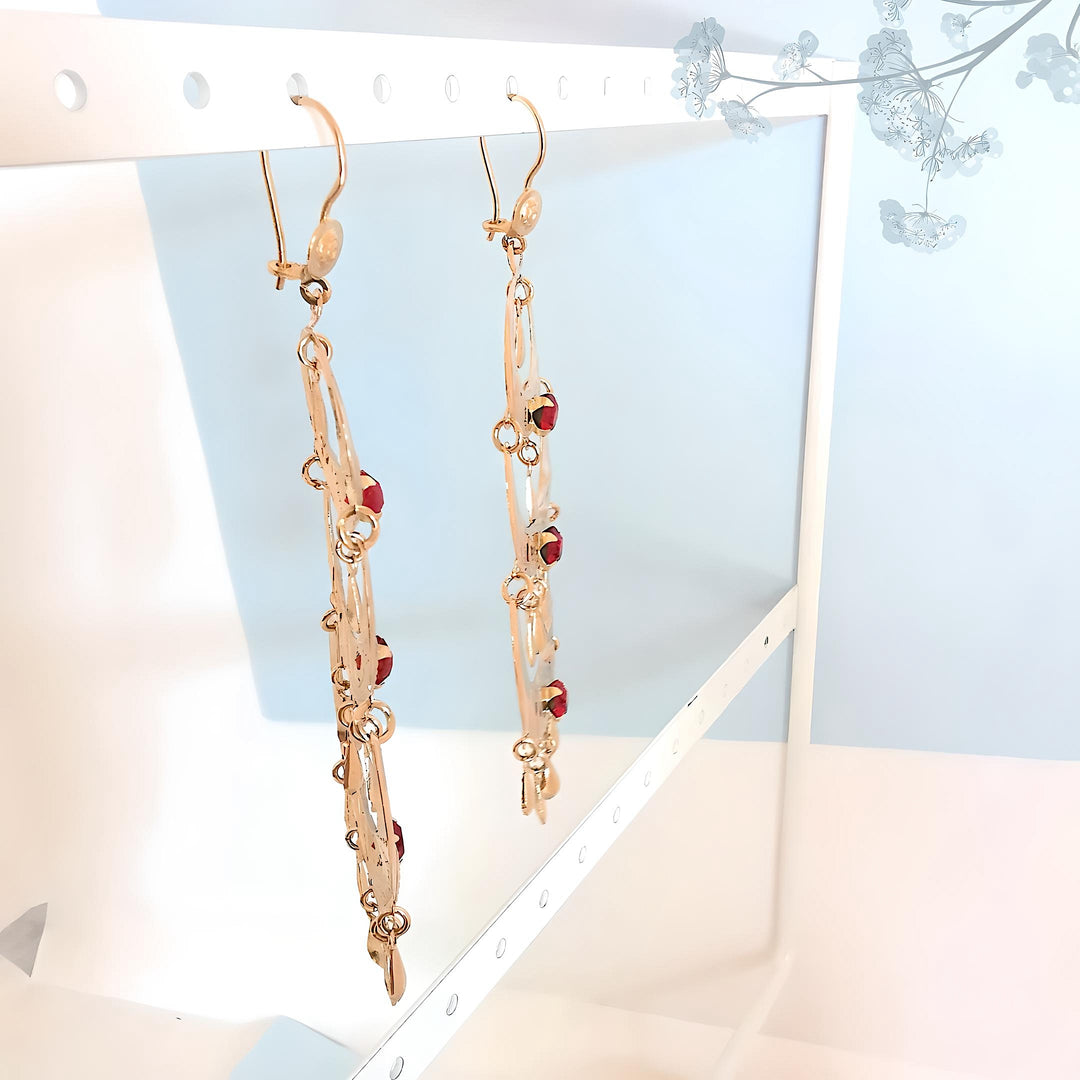 Boucles d'oreilles orientales pendantes Or jaune 18 K (750°/°°) 18 carats