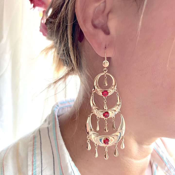 Boucles d'oreilles orientales pendantes Or jaune 18 K (750°/°°) 18 carats