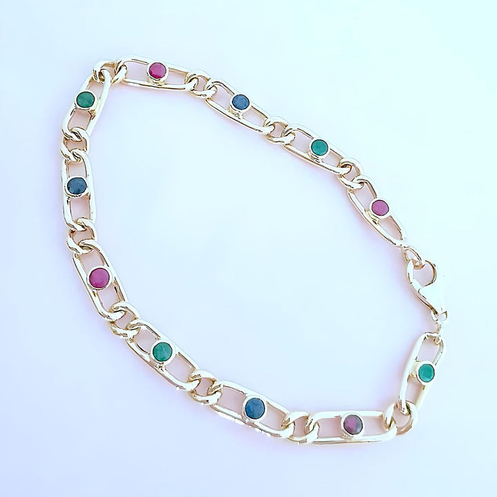 Bracelet Emeraudes - Rubis - Saphirs Or 18 K (750°/°°) 18 carats