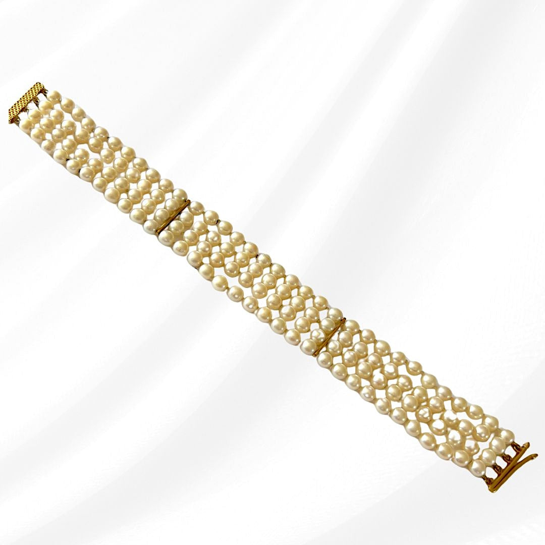 Bracelet manchette vintage Perles de culture Or 18K  (750°/°°) 18 carats