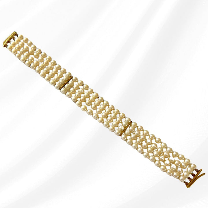 Bracelet manchette vintage Perles de culture Or 18K  (750°/°°) 18 carats