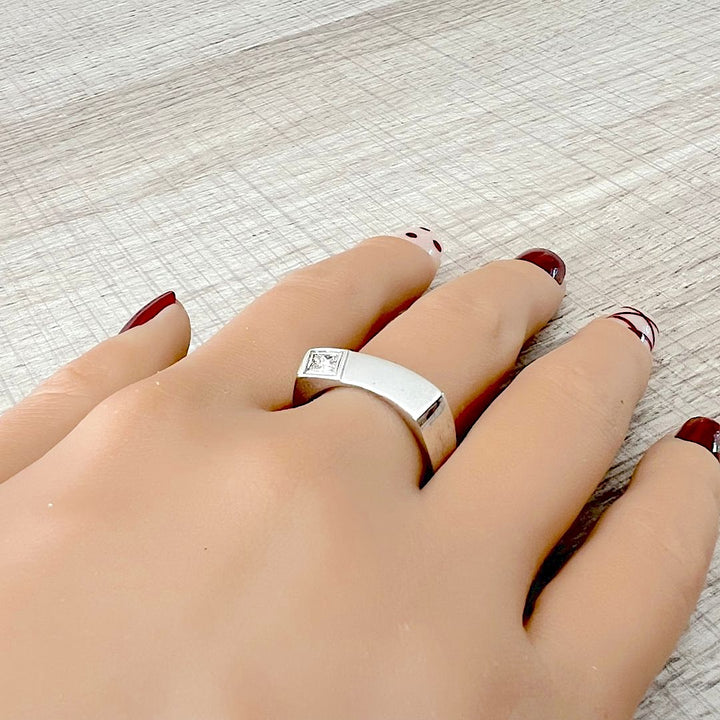 Bague diamant de 0,15 carat taille princesse - Or gris 18 K (750°/°°) 18 carats