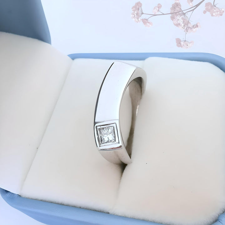 Bague diamant de 0,15 carat taille princesse - Or gris 18 K (750°/°°) 18 carats
