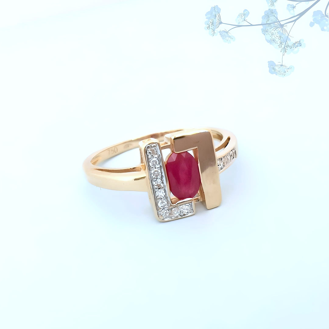 Bague Rubis et Diamants Or 18 K (750°/°°) 18 carats