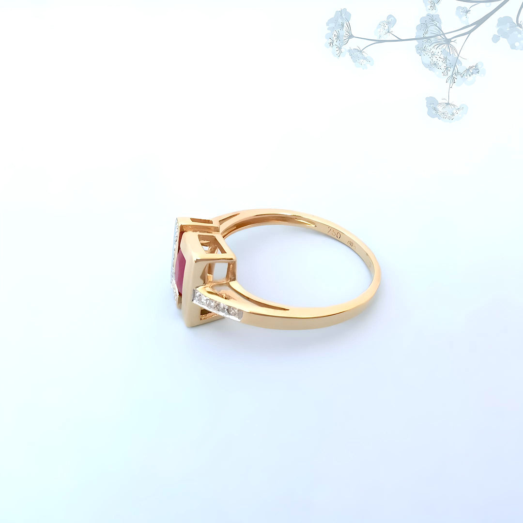 Bague Rubis et Diamants Or 18 K (750°/°°) 18 carats