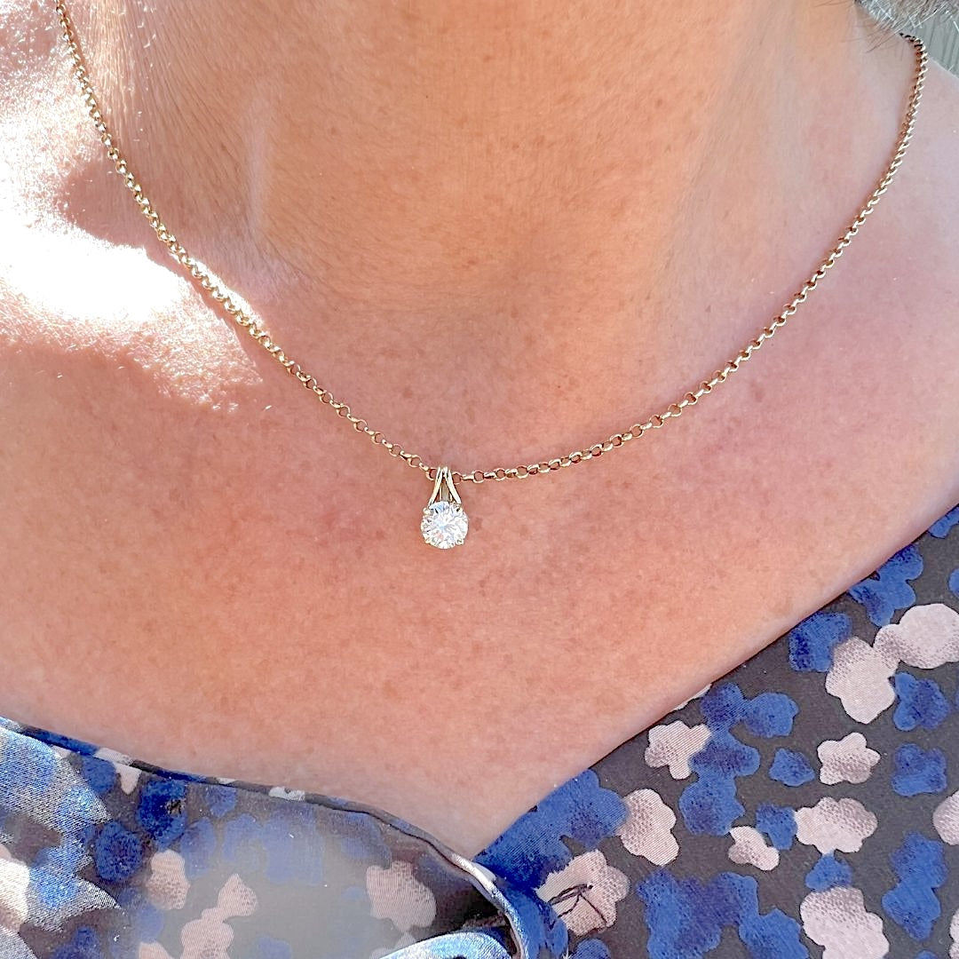 Pendentif diamant en solitaire 0,65 carat Or jaune 18 K (750°/°°) 18 carats
