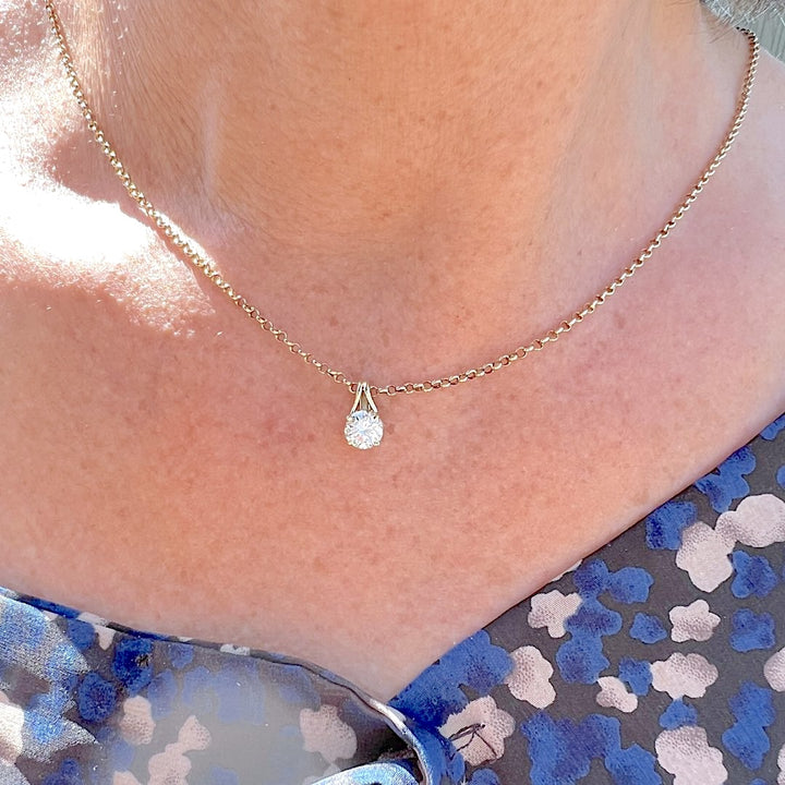 Pendentif diamant en solitaire 0,65 carat Or jaune 18 K (750°/°°) 18 carats