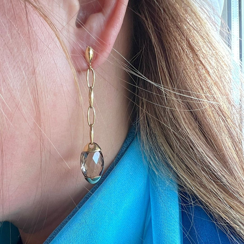 CHIMENTO Boucles d'oreilles Pendantes Quartz fume Or jaune 18K