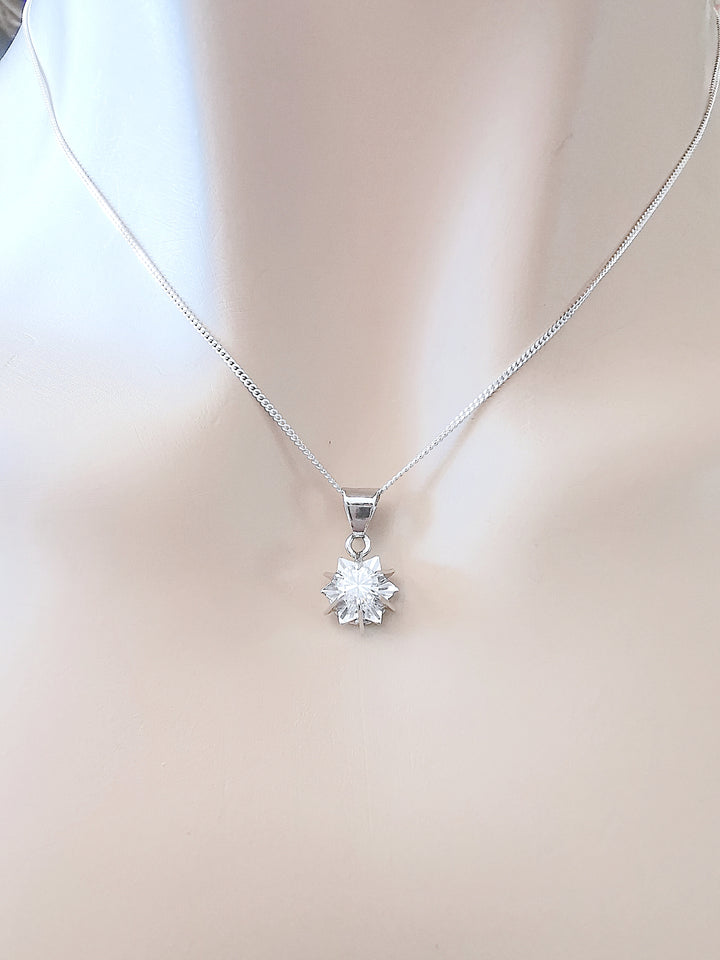 Pendentif Diamant en solitaire 0.40 carat / Or Blanc 18 K / (750°/°°) / 18 carats