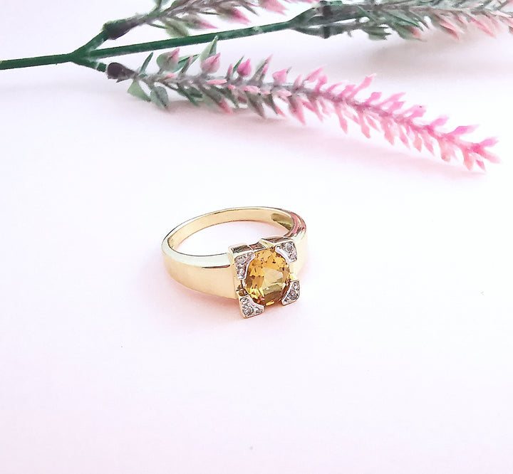 Bague Citrine et Diamants Or 18 K (750°/°°) 18 carats