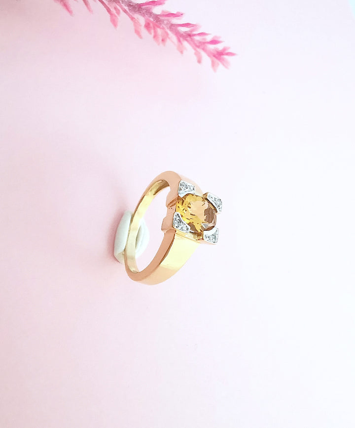 Bague Citrine et Diamants Or 18 K (750°/°°) 18 carats