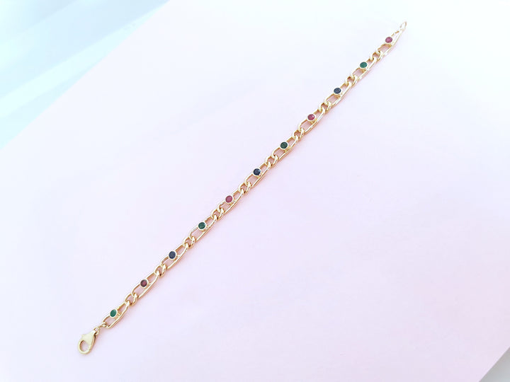 Bracelet Emeraudes - Rubis - Saphirs Or 18 K (750°/°°) 18 carats