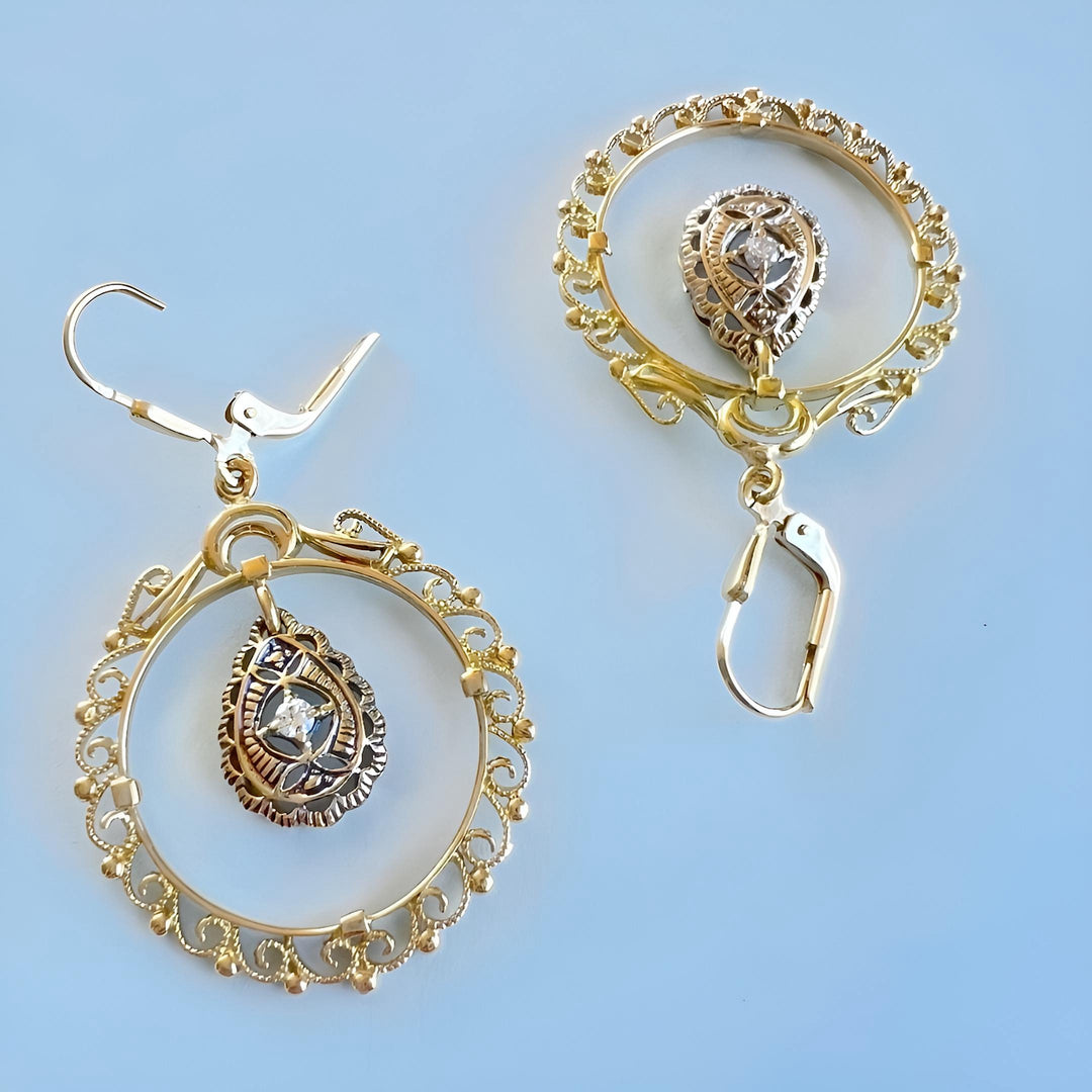 photo boucles d'oreilles orientales pendantes or 18 carat