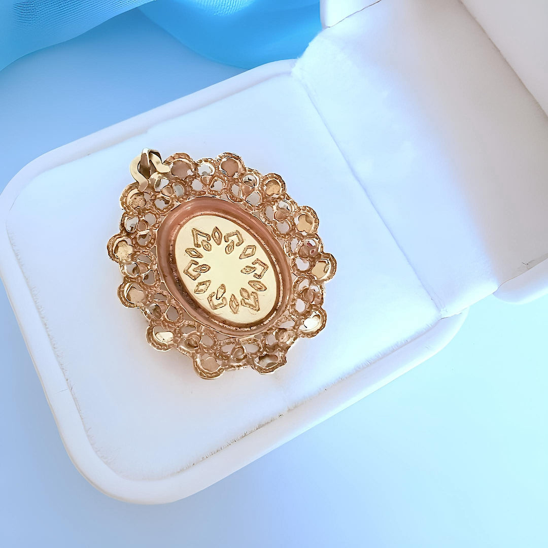 photo à l'envers Joaillerie circulaire – Pendentif ancien authentifié or rose 18 carats