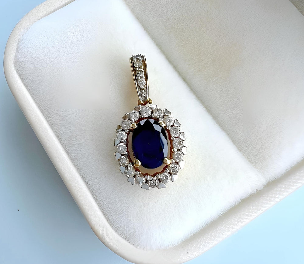 photo pendentif or 18K saphir et diamants