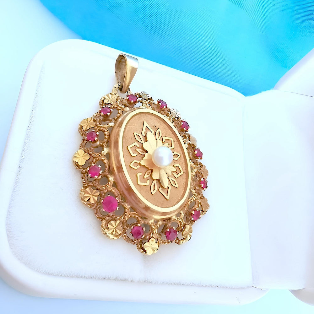 photo pendentif ancien pour femme or rose 750 – Travail français poinçon tête d aigle